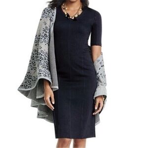 Cabi #3101 12 Claire Little Black Ponte Knit Sheath Classic Career Zip Up Dress
